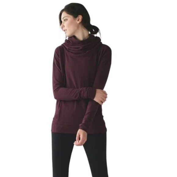 Lululemon Stress Less Hoodie Heathered Bordeaux Drama Size 10 - Picture 1 of 6